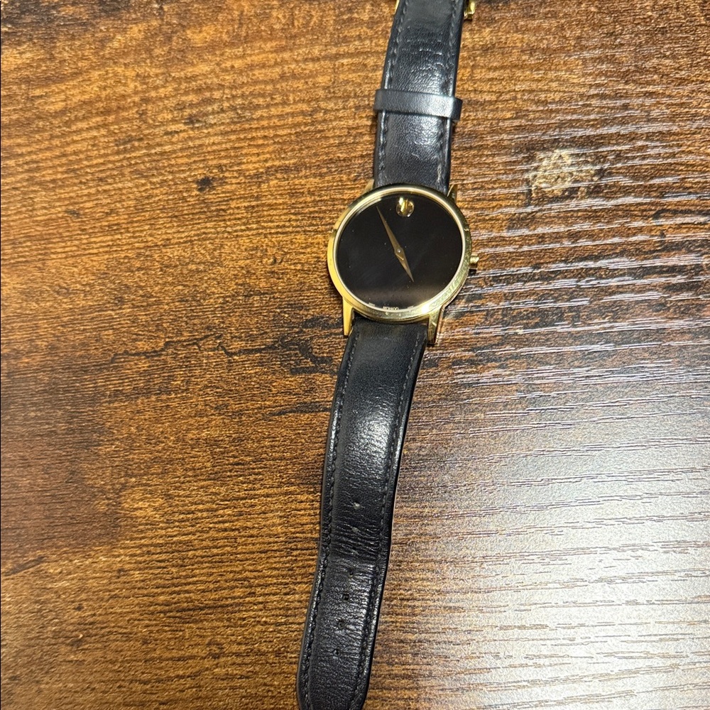 Movado Black and Gold Women's Watch